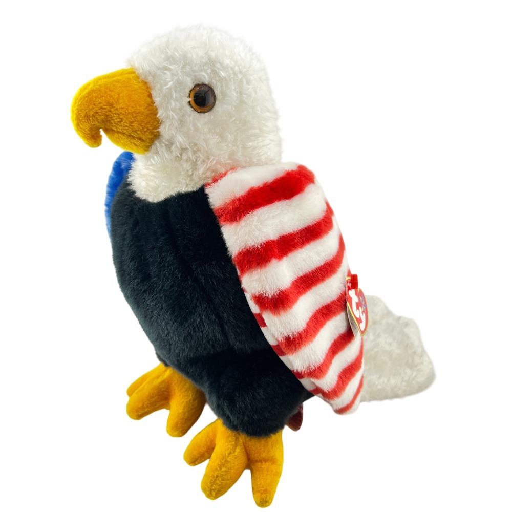 Vtg Bald Eagle Ty Soar Beanie Buddy Patriotic Stars Stripes 2002 11" Plush Toy